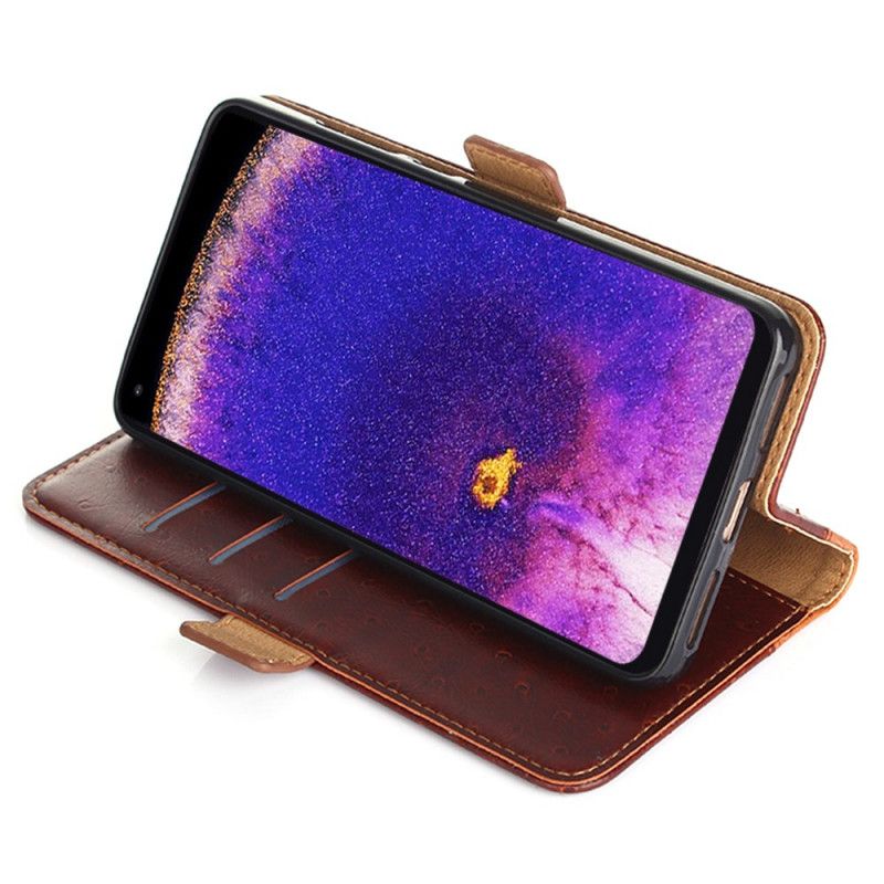 Folio Deksel Til Oppo Find X5 Pro Tofarget Strutshudtekstur