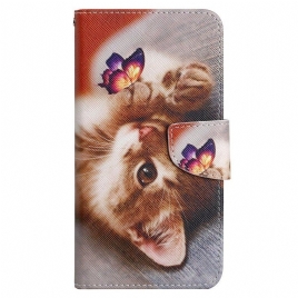 Folio Deksel Til iPhone 15 Med Kjede Kun Katter Med Stropper