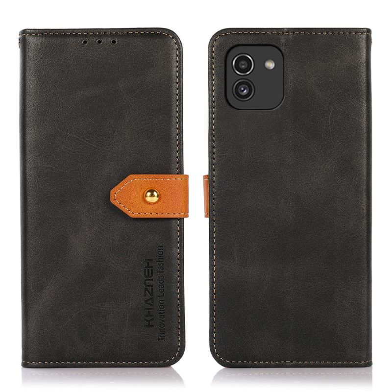Lærdeksel Til Samsung Galaxy A03 Imitert Skinn Med Khazneh-rem