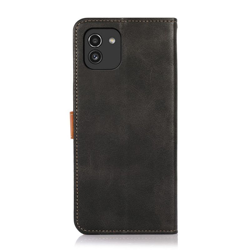 Lærdeksel Til Samsung Galaxy A03 Imitert Skinn Med Khazneh-rem