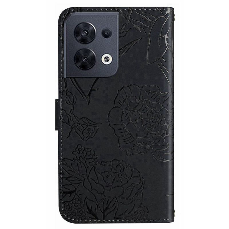 Lærdeksel Til Oppo Reno 8 Sommerfugler Med Snor
