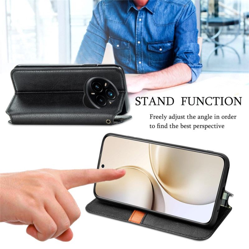 Folio Deksel Lær Realme 14 Pro Plus 5g Mobildeksel Vintage Semsket Skinneffekt