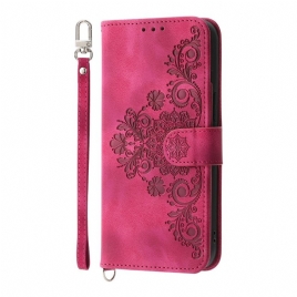 Folio Deksel Realme 14 Pro Plus 5g Blonde I Semsket Skinneffekt Med Rem Og Skulderstropp