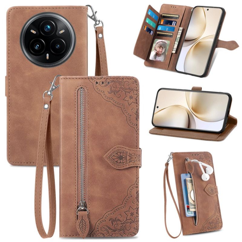 Folio Deksel Realme 14 Pro Plus 5g Blondemønster I Semsket Skinneffekt