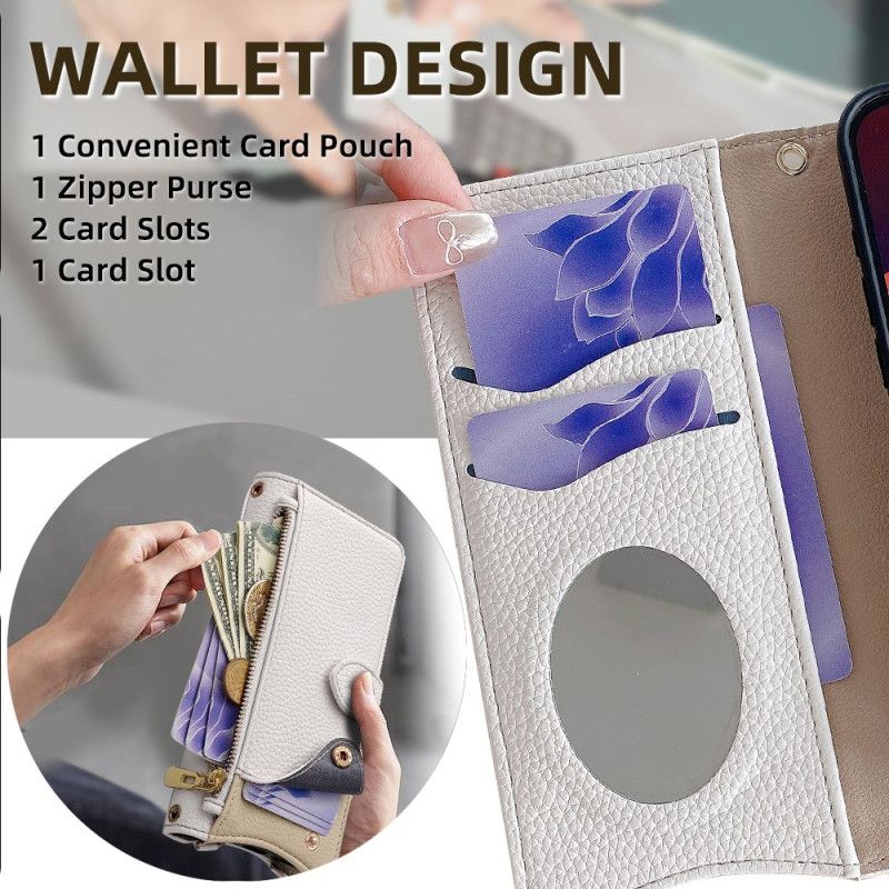 Folio Deksel Realme 14 Pro Plus 5g Speil Og Kjede Beskyttelse Deksel