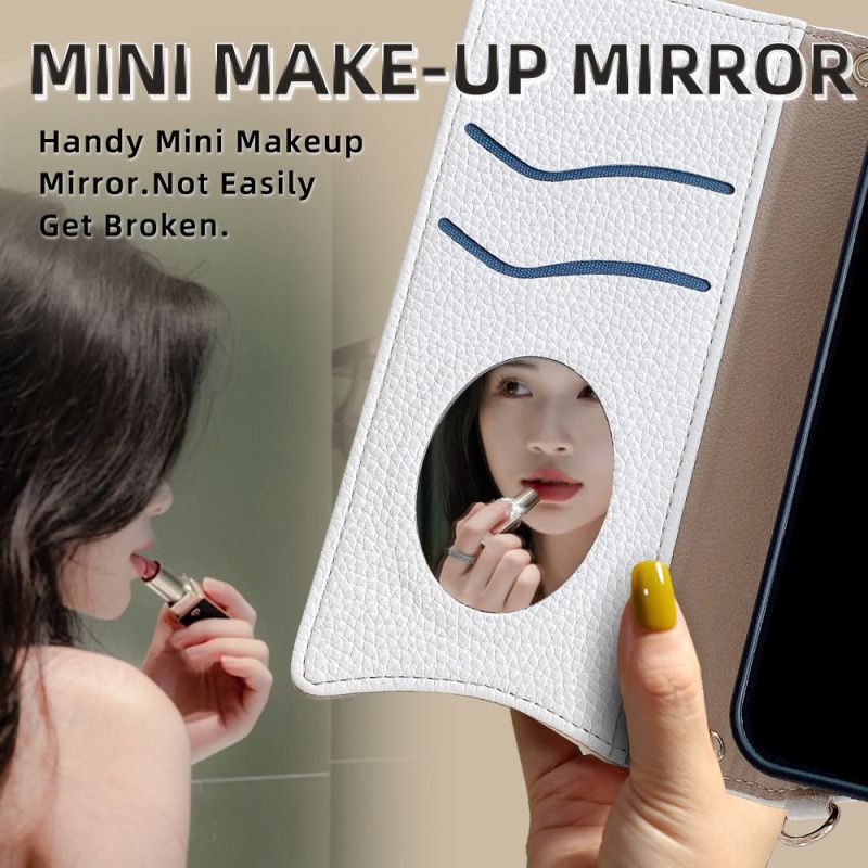 Folio Deksel Realme 14 Pro Plus 5g Speil Og Kjede Beskyttelse Deksel