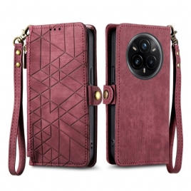 Folio Deksel Til Realme 14 Pro Plus 5g Lommebok Med Linjer