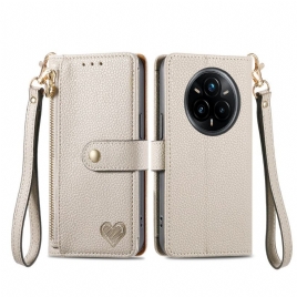 Lærdeksel Folio Deksel Realme 14 Pro Plus 5g Mobildeksel Myntpung Og Rfid-beskyttelse