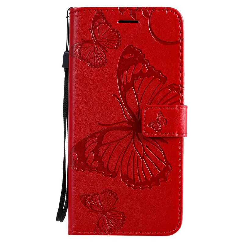 Folio Deksel Til Samsung Galaxy S20 Plus 4G / 5G Med Kjede Gigant Strappy Sommerfugler