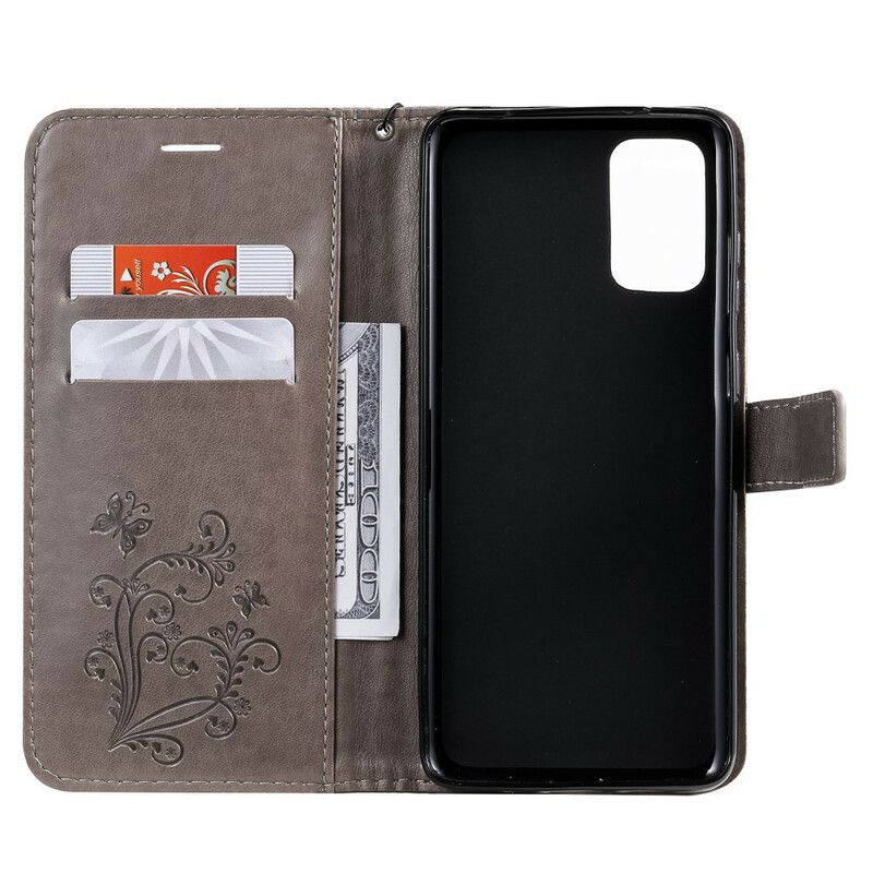 Folio Deksel Til Samsung Galaxy S20 Plus 4G / 5G Med Kjede Gigant Strappy Sommerfugler