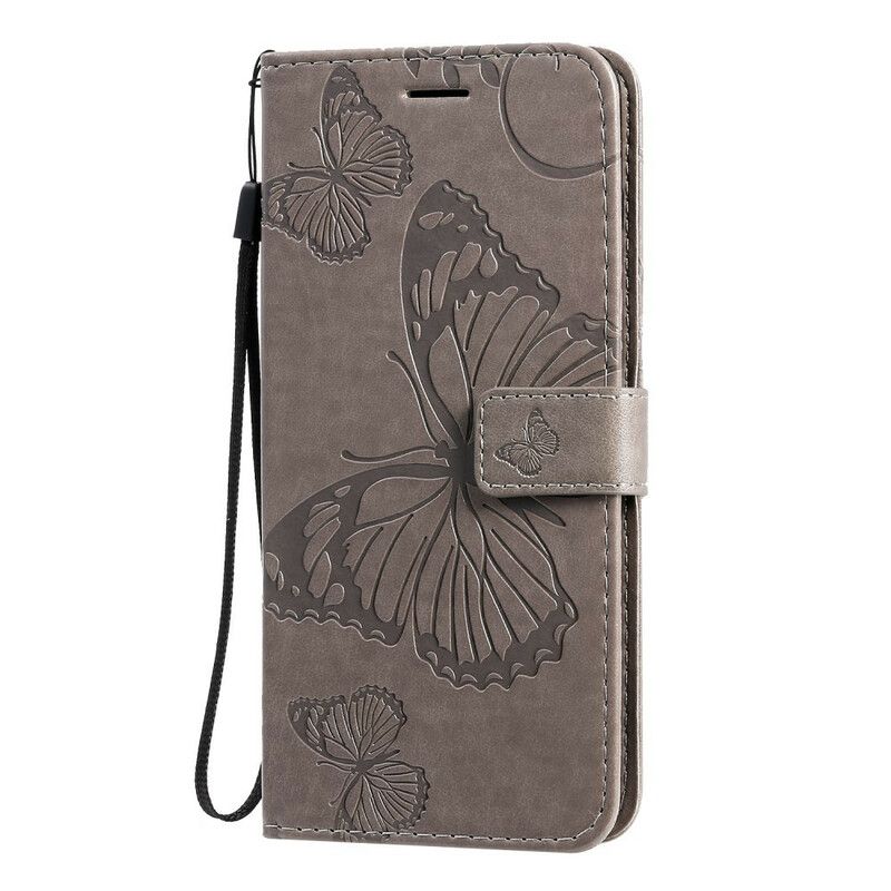 Folio Deksel Til Samsung Galaxy S20 Plus 4G / 5G Med Kjede Gigant Strappy Sommerfugler