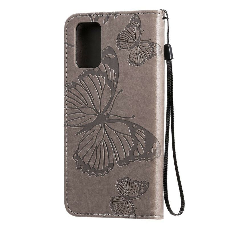 Folio Deksel Til Samsung Galaxy S20 Plus 4G / 5G Med Kjede Gigant Strappy Sommerfugler