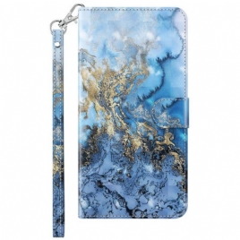 Folio Deksel Til Xiaomi 12 Lite Med Kjede Strappy Marmor Stil