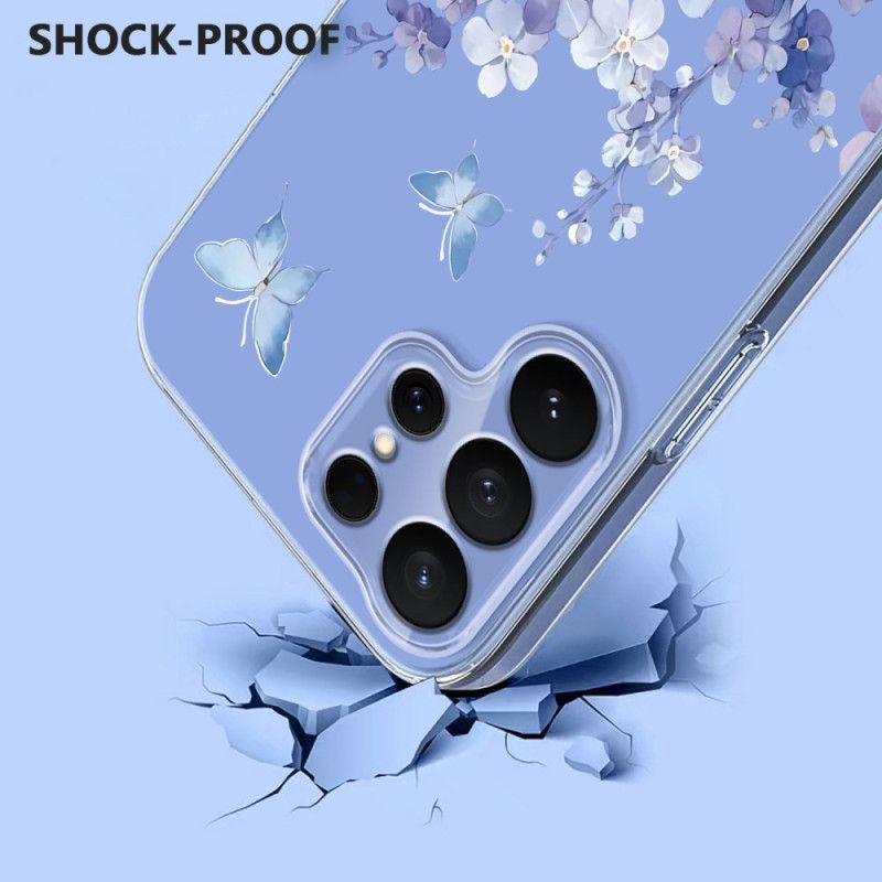 Deksel Samsung Galaxy S26 Ultra Sommerfugler Og Blomster Beskyttelse Deksel