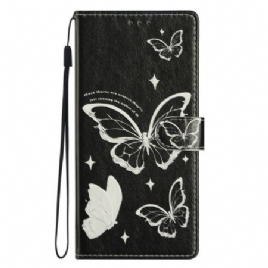 Folio Deksel Til Samsung Galaxy S26 Ultra Svarte Og Hvite Sommerfugler