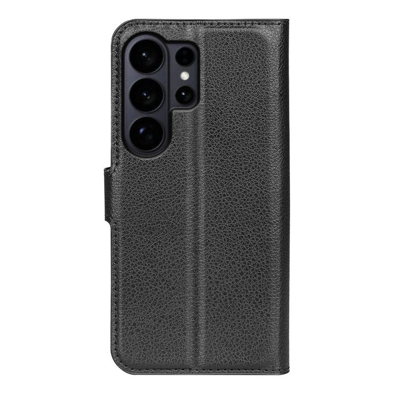 Lærdeksel Folio Deksel Samsung Galaxy S26 Ultra Litchi-imitasjonsskinn