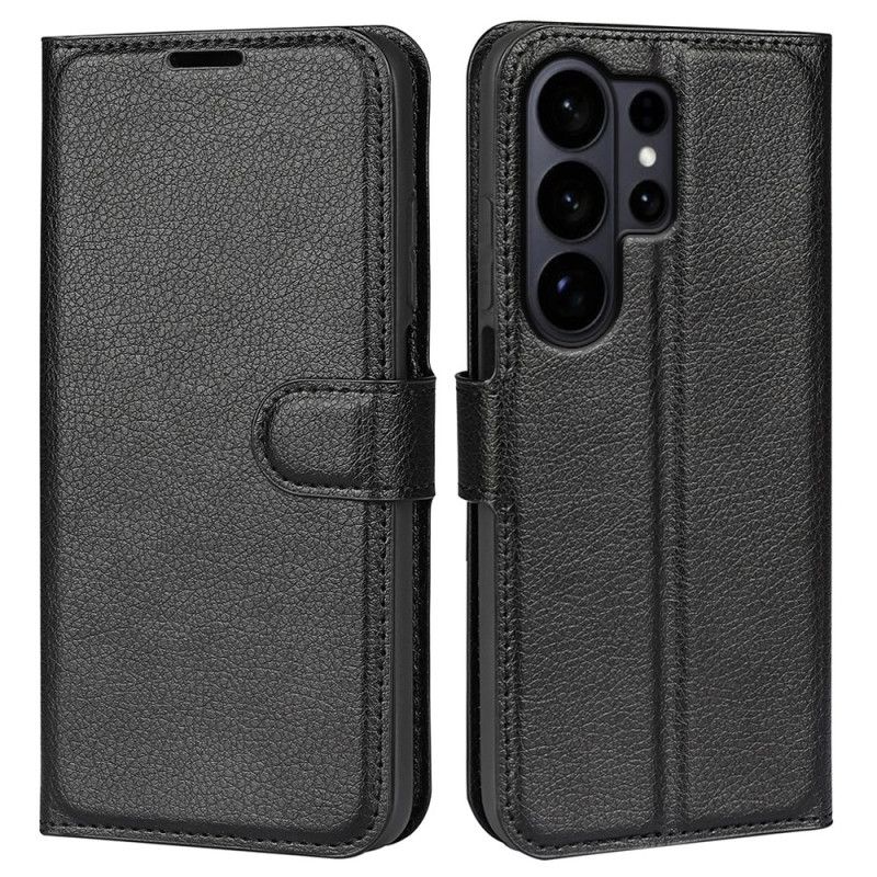 Lærdeksel Folio Deksel Samsung Galaxy S26 Ultra Litchi-imitasjonsskinn