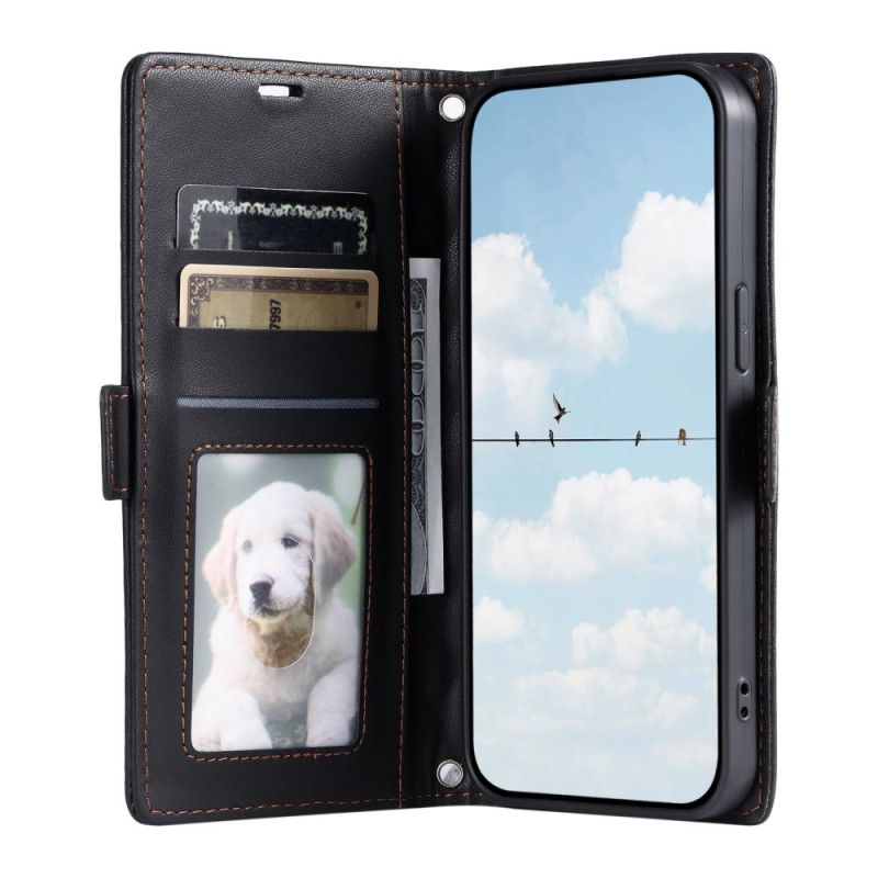 Lærdeksel Folio Deksel Samsung Galaxy S26 Ultra Mobildeksel Vattert Med Stropp