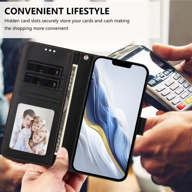 Lærdeksel Folio Deksel Vivo V50e 5g Ensfarget Fuskeskinn Med Snor