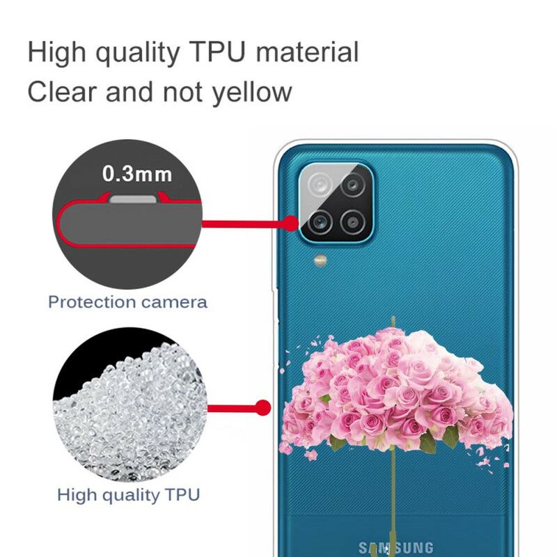 Deksel Til Samsung Galaxy A12 / M12 Roser Paraply