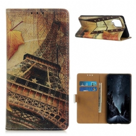 Folio Deksel Til Samsung Galaxy A12 / M12 Eiffeltårnet Om Høsten