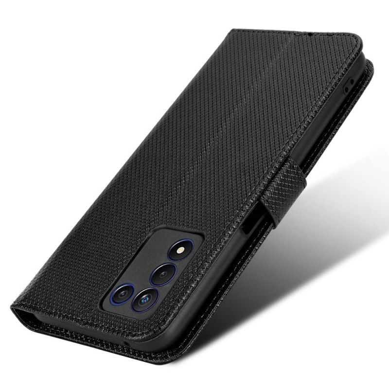 Folio Deksel Til Realme 9 5G Med Kjede Karbonfiberstropp