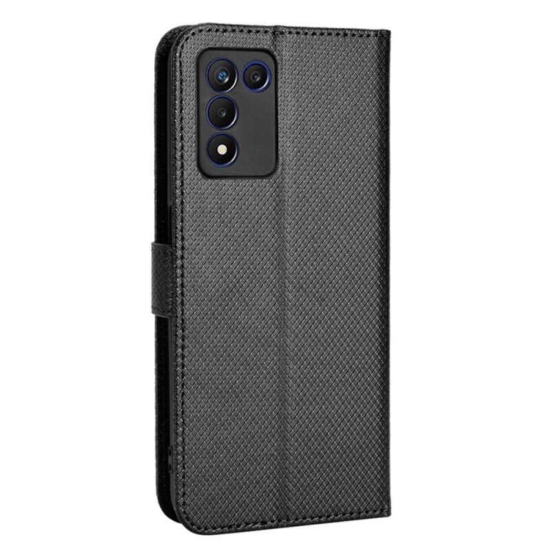Folio Deksel Til Realme 9 5G Med Kjede Karbonfiberstropp