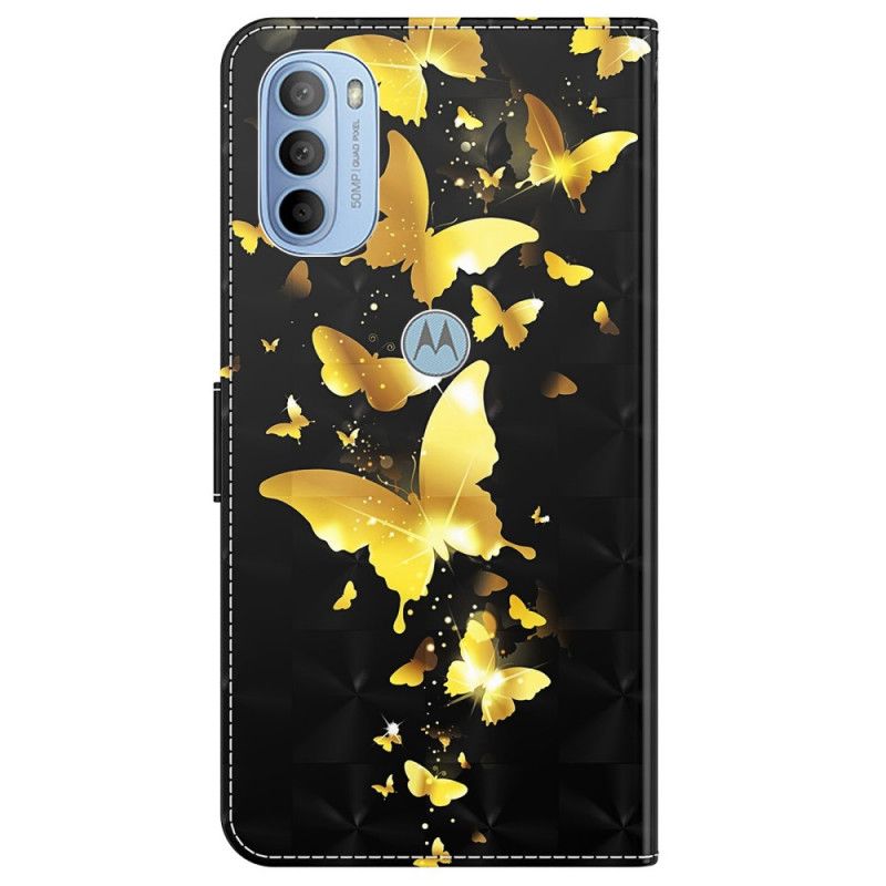 Folio Deksel Til Moto G31 / Moto G41 Gule Sommerfugler