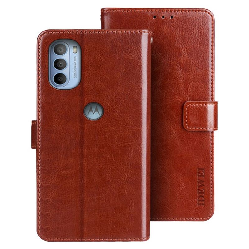 Folio Deksel Til Moto G31 / Moto G41 Imitert Skinn Idewei