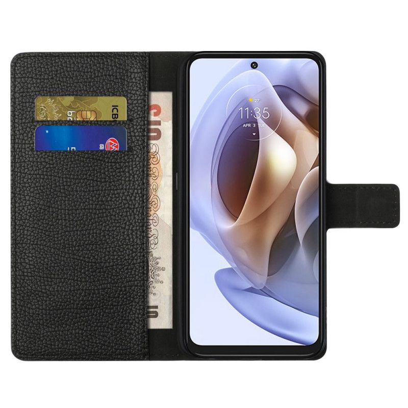 Folio Deksel Til Moto G31 / Moto G41 Litchi Grain Leather Effect