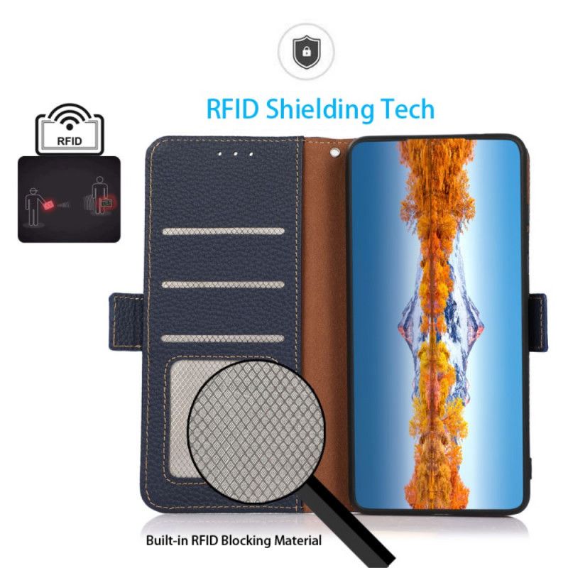 Folio Deksel Til Moto G31 / Moto G41 Litchi Leather Khazneh Rfid
