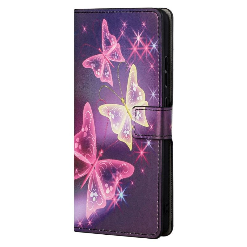 Folio Deksel Til Moto G31 / Moto G41 Sommerfugler Og Blomster