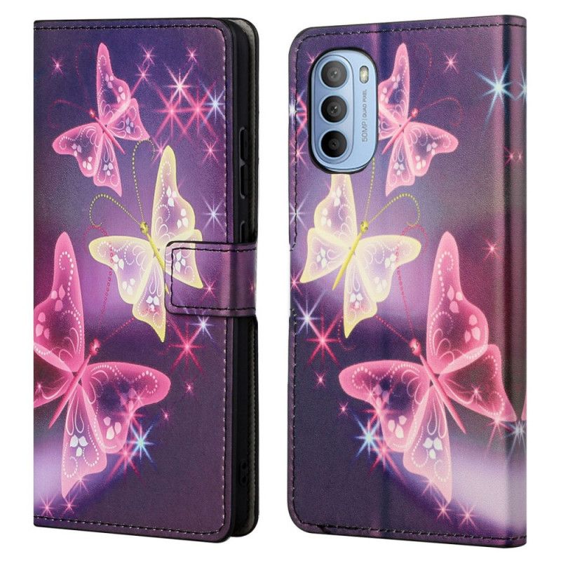 Folio Deksel Til Moto G31 / Moto G41 Sommerfugler Og Blomster