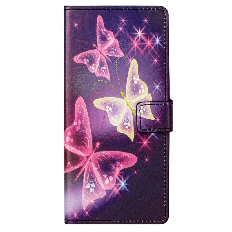 Folio Deksel Til Moto G31 / Moto G41 Sommerfugler Og Blomster