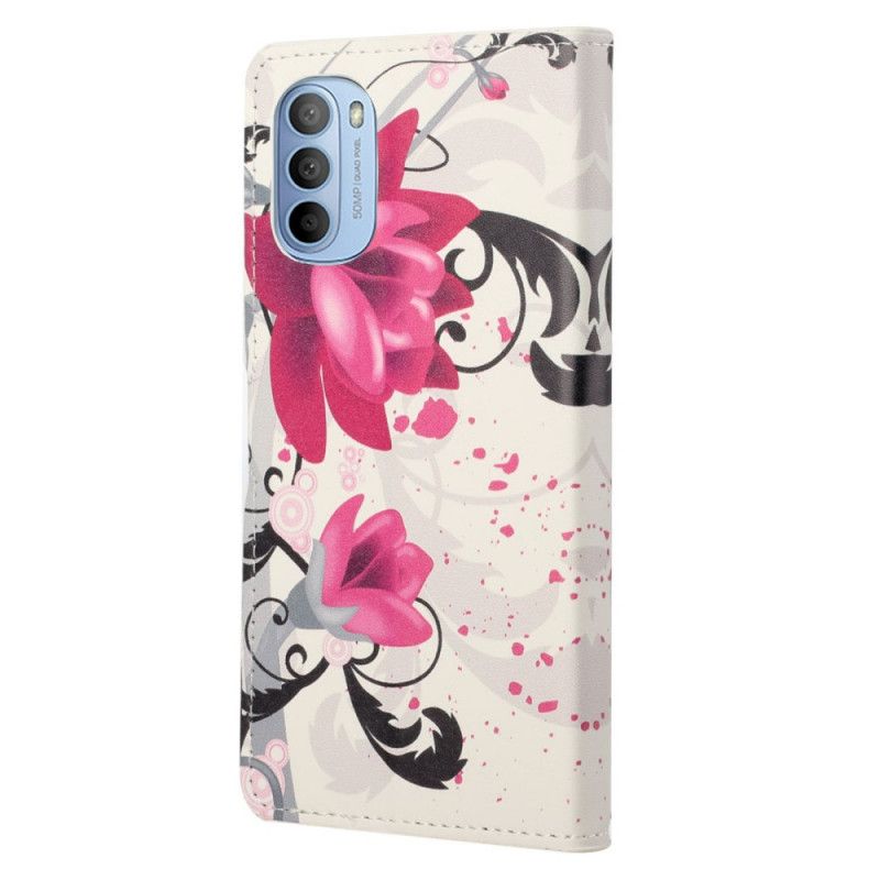 Folio Deksel Til Moto G31 / Moto G41 Tropiske Blomster