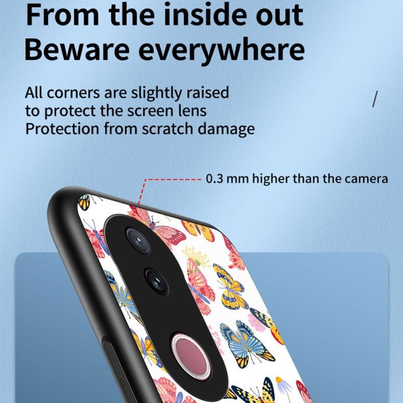 Deksel Vivo V50 5g Mobildeksel Sommerfuglmønster I Herdet Glass