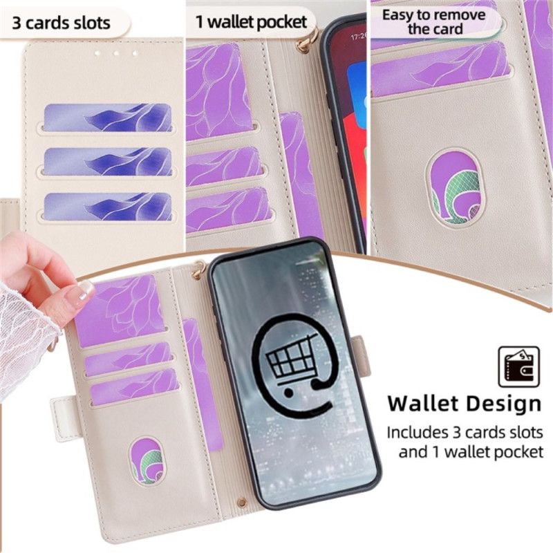 Folio Deksel Vivo V50 5g Gullspenne Og Skulderstropp