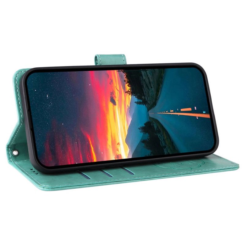 Lærdeksel Folio Deksel Vivo V50 5g Mobildeksel Blomstersommerfuglmønster