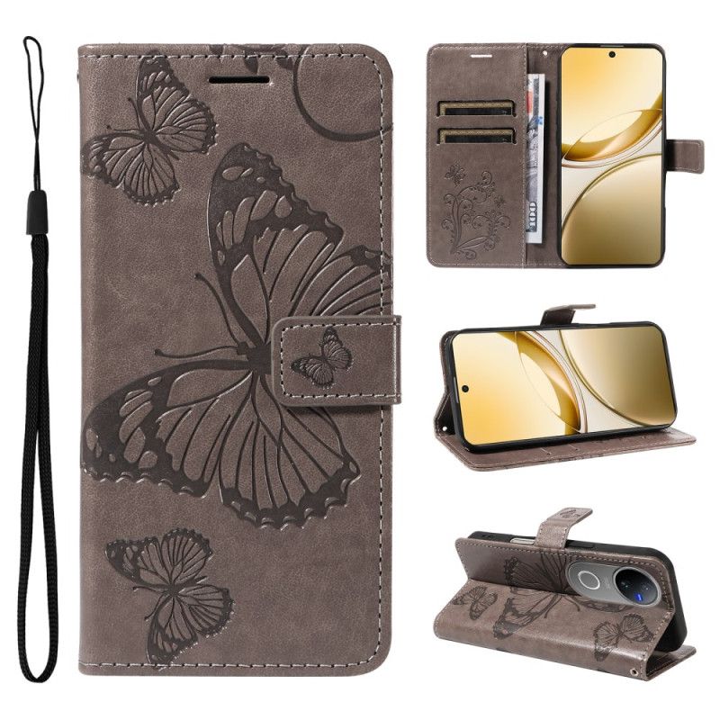 Lærdeksel Folio Deksel Vivo V50 5g Mobildeksel Kjempestore Sommerfugler