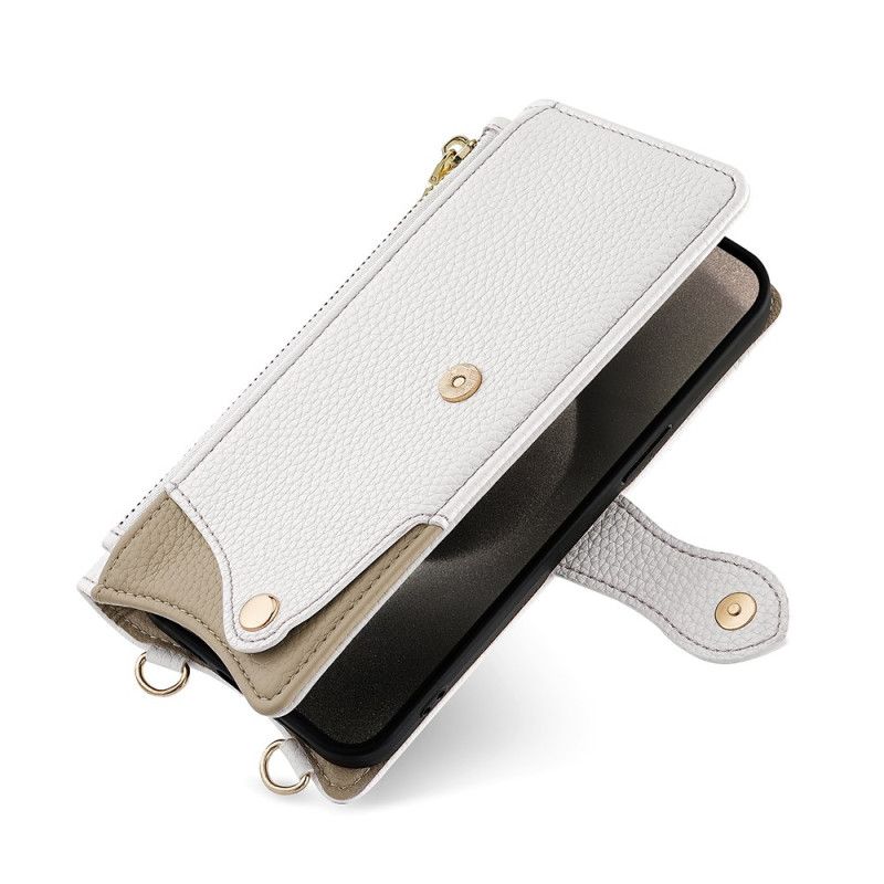 Lærdeksel Folio Deksel Vivo V50 5g Mobildeksel Lommebok Med Skinneffekt Og Kjede