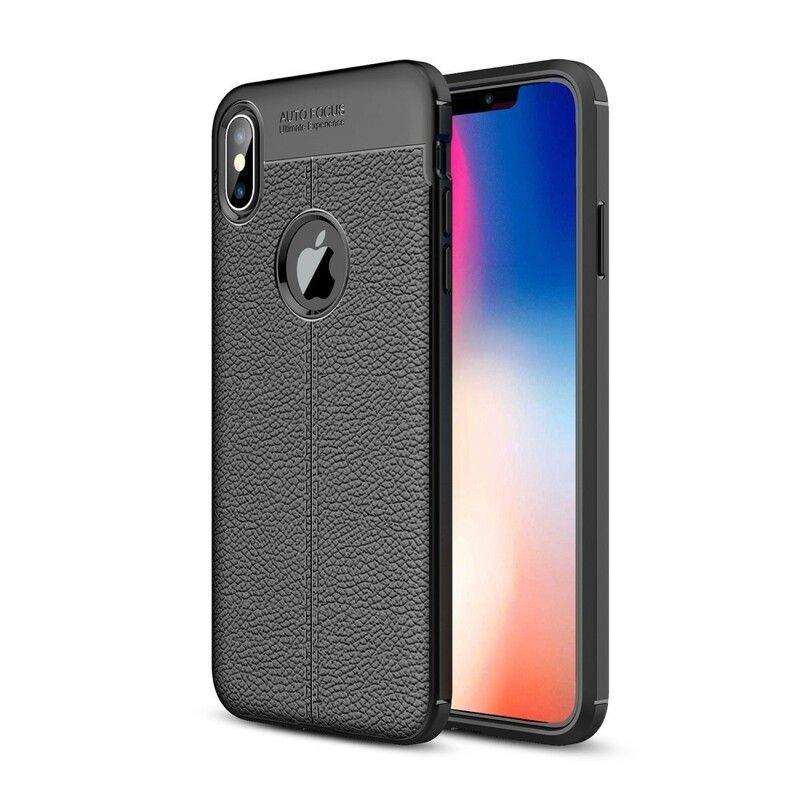 Deksel Til iPhone XS Max Dobbellinje Litchi-skinneffekt