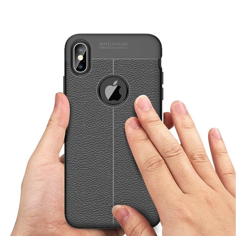 Deksel Til iPhone XS Max Dobbellinje Litchi-skinneffekt