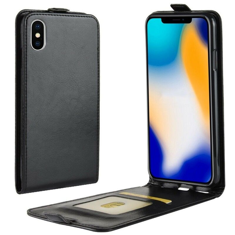 Folio Deksel Til iPhone XS Max Lærdeksel Sammenleggbar