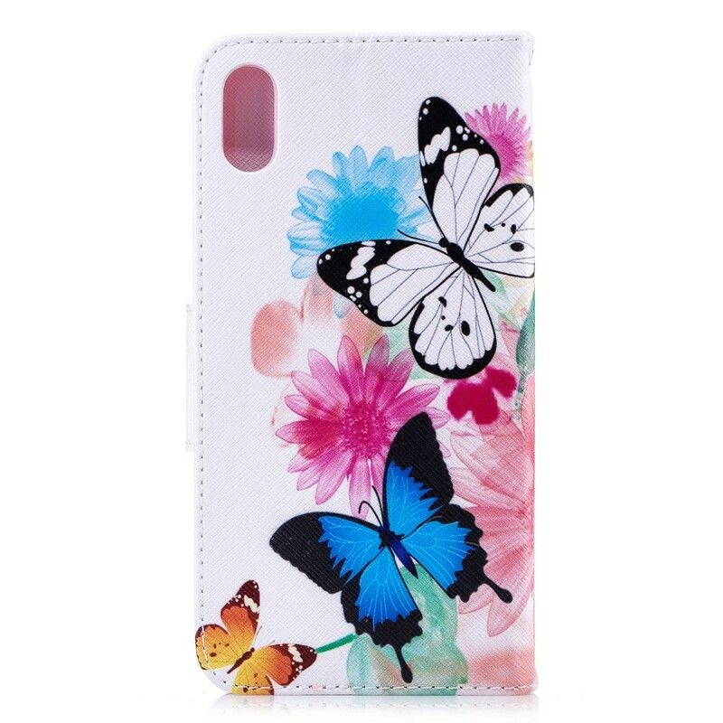 Folio Deksel Til iPhone XS Max Malede Sommerfugler Og Blomster