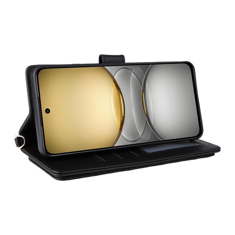 Lærdeksel Folio Deksel Realme C75 Mobildeksel Premium Design Med Stropp Og Skulderstropp