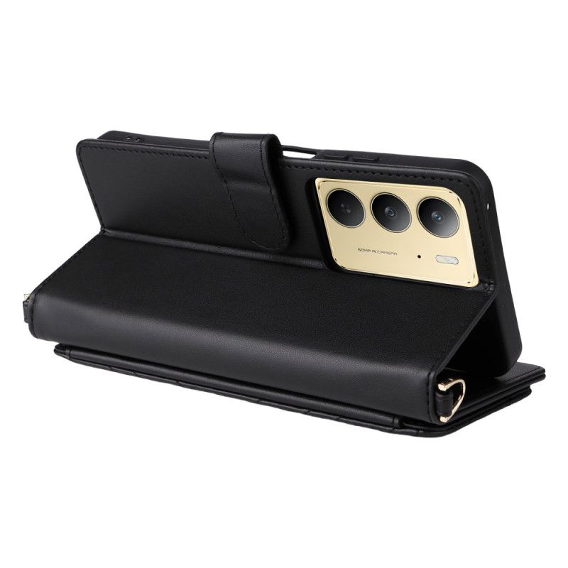 Lærdeksel Folio Deksel Realme C75 Mobildeksel Premium Design Med Stropp Og Skulderstropp