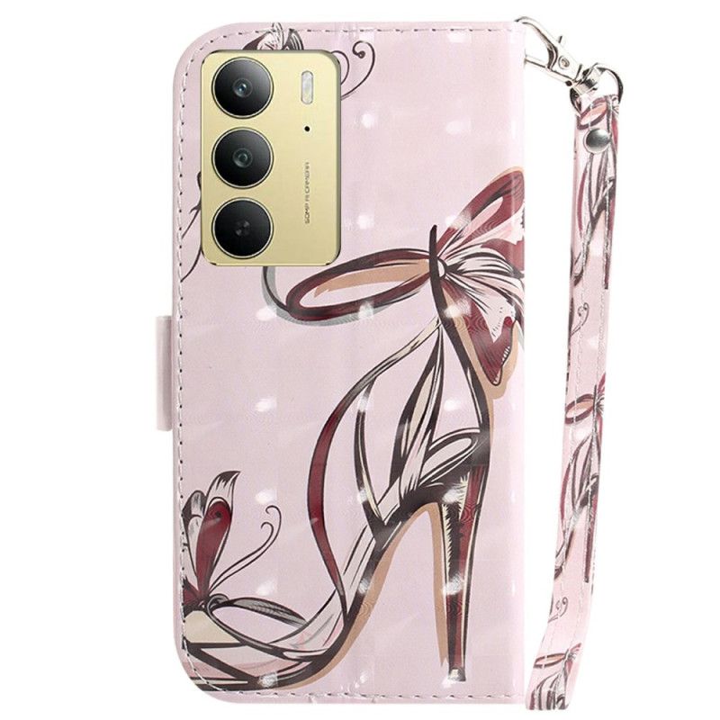 Lærdeksel Folio Deksel Realme C75 Mobildeksel Pumps Med Stropper