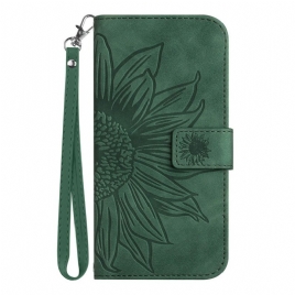 Lærdeksel Folio Deksel Realme C75 Mobildeksel Stropp Med Solsikketrykk