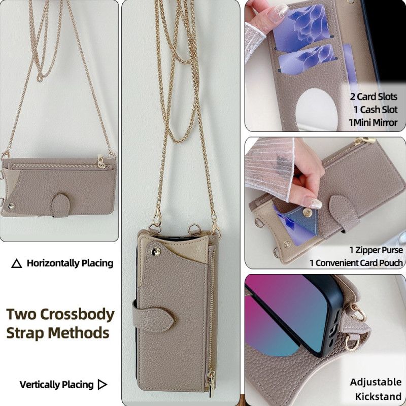 Lærdeksel Folio Deksel Realme C75 Mobildeksel Tofarget Lommebok Med Kjede