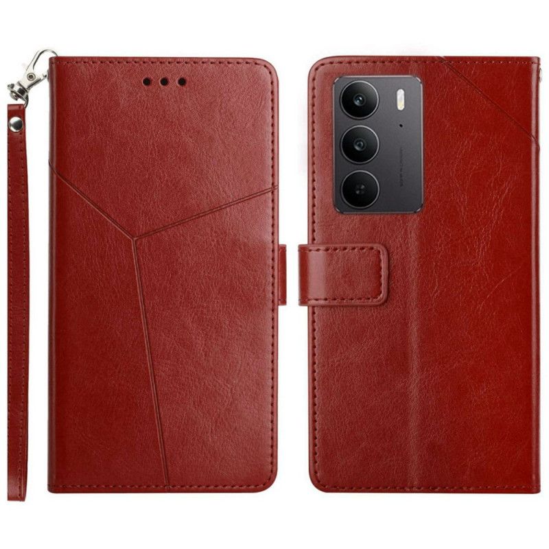 Lærdeksel Folio Deksel Realme C75 Y-designstropp